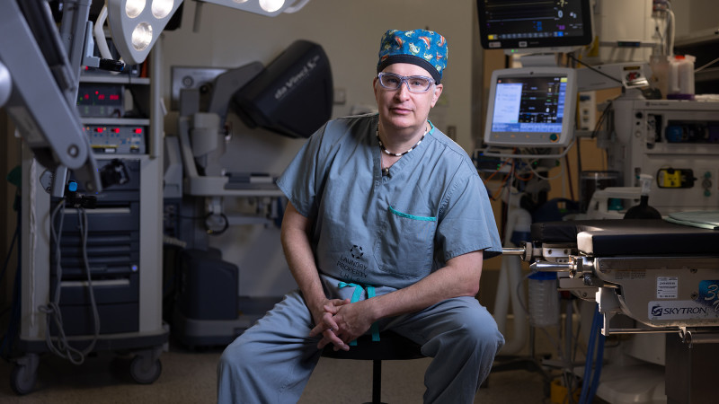 Dr. Stephen Pautler sitting in the operation room
