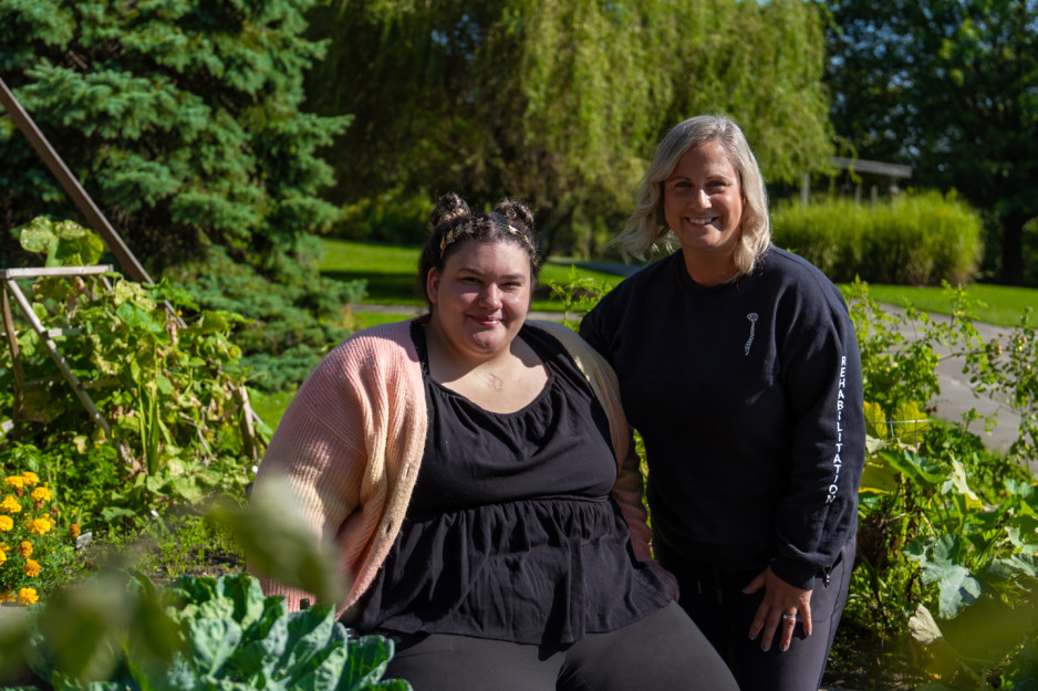 Breanne and Elysia at Parkwood Institute main building gardens