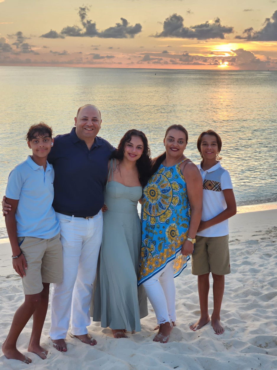 The Shenouda family at the beach