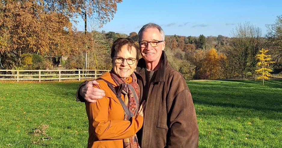 Micheline and her husband in nature