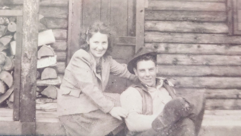 Black and white photo of Tex and his wife Irene